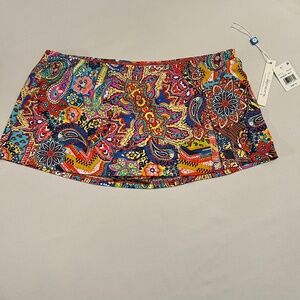BLEU ROD BEATTIE KORE SKIRTED BIKINI BOTTOM Multi Paisley SZ 10